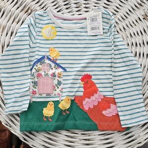 Brand New Baby Boden Lift the Flap Ivory/Brook Blue Chicken size 80(9-12 months)